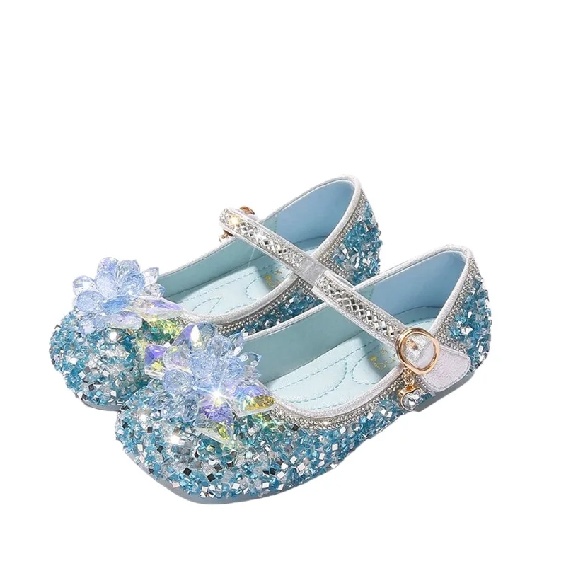 Mädchen Prinzessin Elsa Schuhe, neue Elsa Kristall-Ballerinas, Mädchen Schuhe mit weicher Sohle und Strass