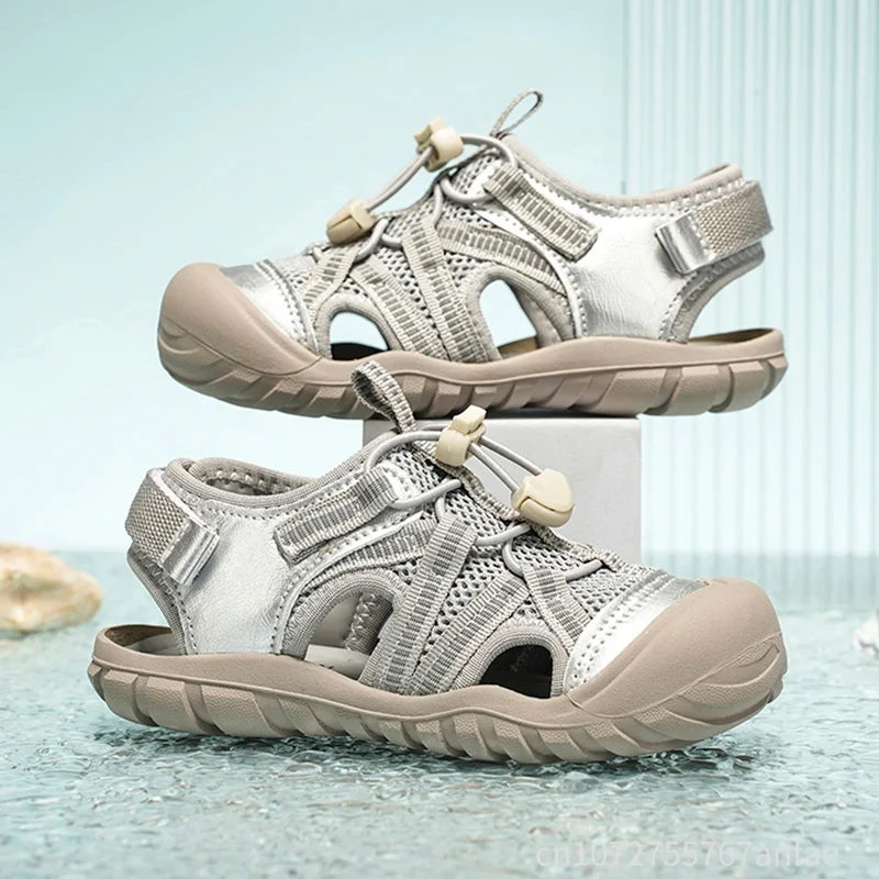 Kinderschuhe, lässige Sandalen mit geschlossener Zehenpartie, Sommer-Strandschuhe für kleine und große Kinder, Sport-Sandalen für Kinder, Eur-Größe # 27-37
