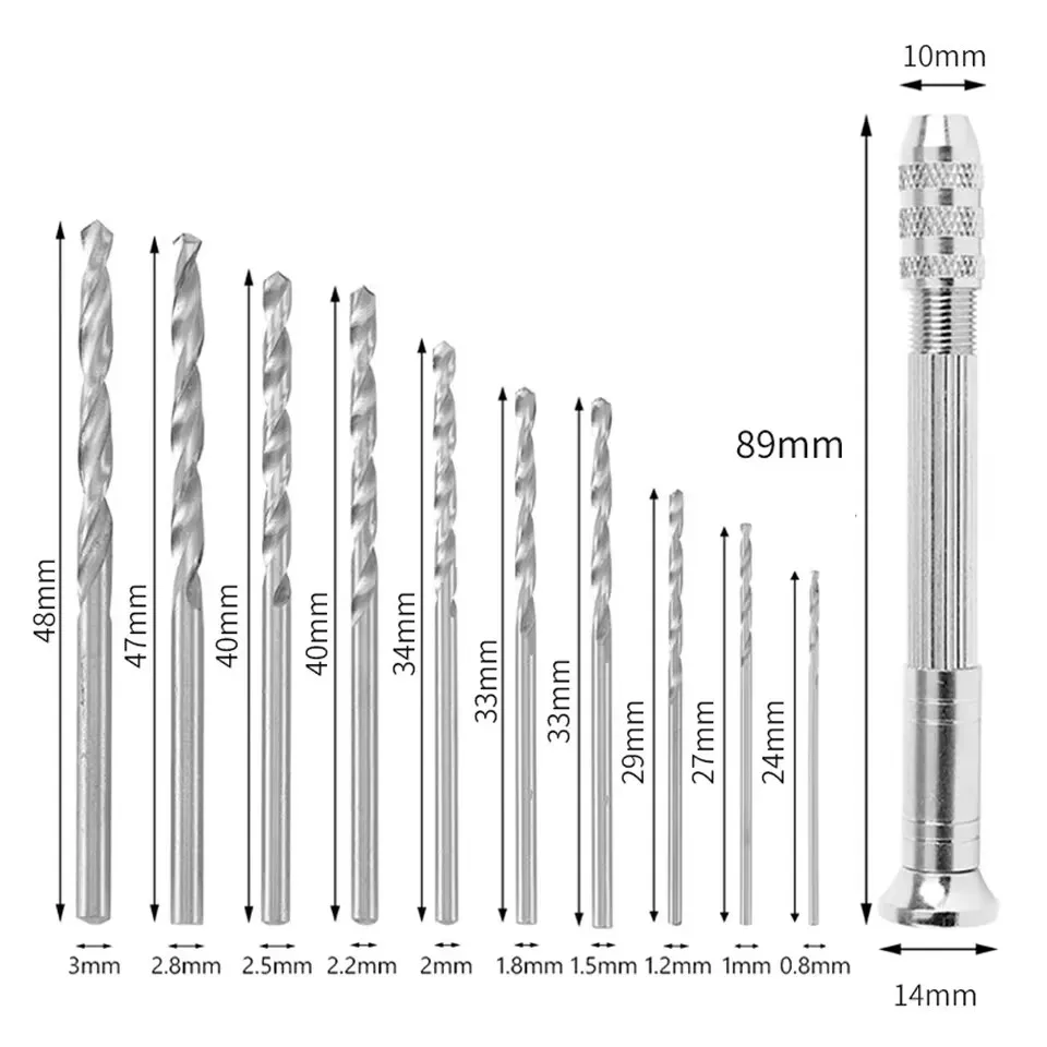 0,8-3,0mm Mini-Handbohrmaschine mit Spannvorrichtung, Manueller Spiralbohrer für Holzbearbeitung und Uhrenreparatur, Rotationswerkzeug Image