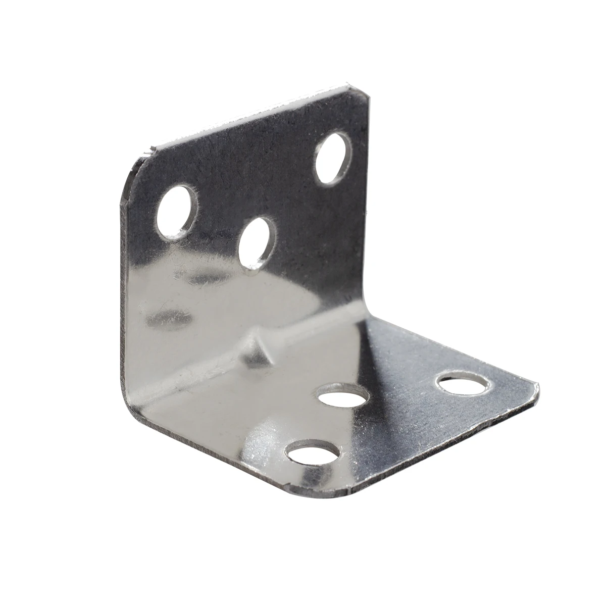 L-förmige Eckehalterung, Größe 36 x 28 x 28, 1 mm dick, vernickeltes Eisenmaterial, mit Rippe