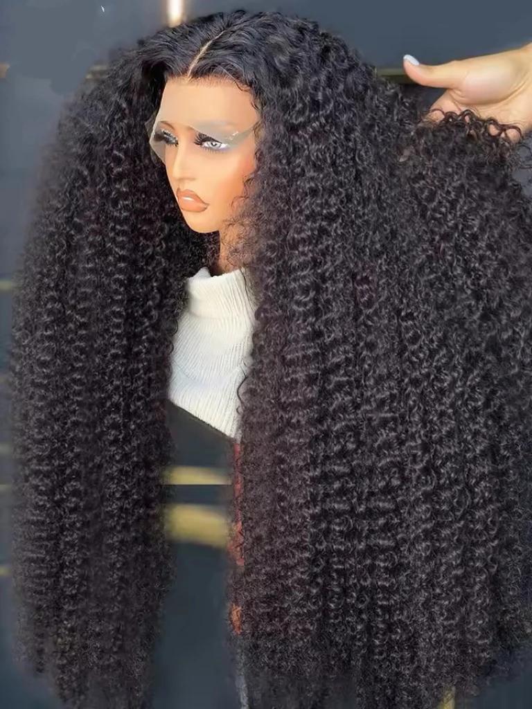 Schwarze 13X4X1 HD Lace Frontal Synthetikperücke für Frauen, Deep Wave, vorgezupft mit Babyhaar, für Cosplay, Alltag, Drag Queen, weich. Image