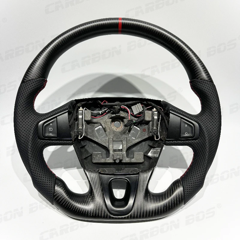 Volant sport en fibre de carbone mate Carbon Bos pour Renault Megane RS, design exquis pour Renault Megane 3 perforé