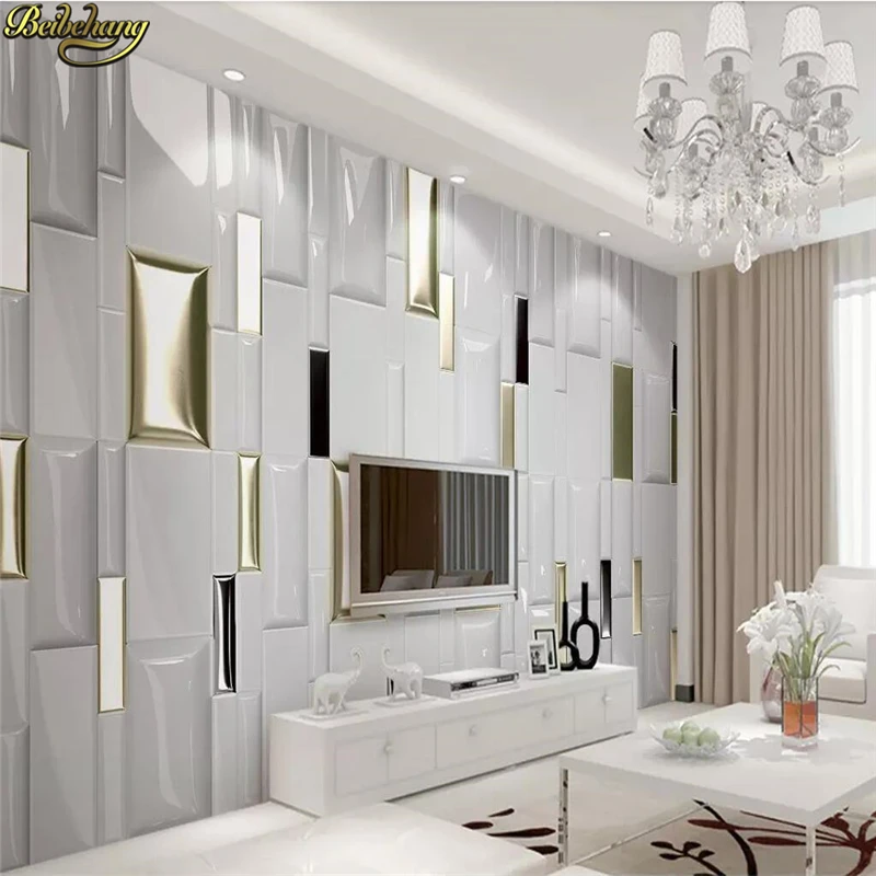 Beibehang Nach Foto Tapete 3D Landschaft Wandbild Wohnzimmer Schlafzimmer Moderne mode gold karierten Tapeten Wohnkultur