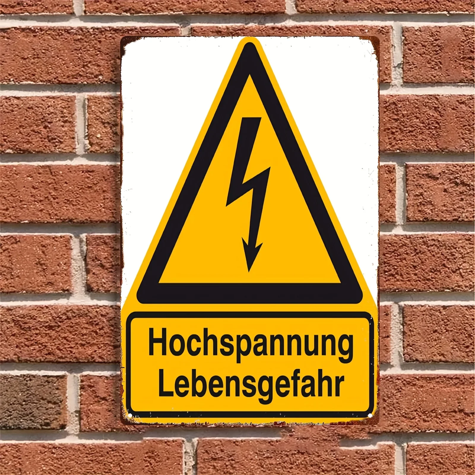 2D-Metallschild, Metall-Warnschild „Gefahr Hochspannung“, 8x12 Zoll für Stromversorgungsanlagen, Umspannwerke, Verteilerkästen, Wandmontage Image