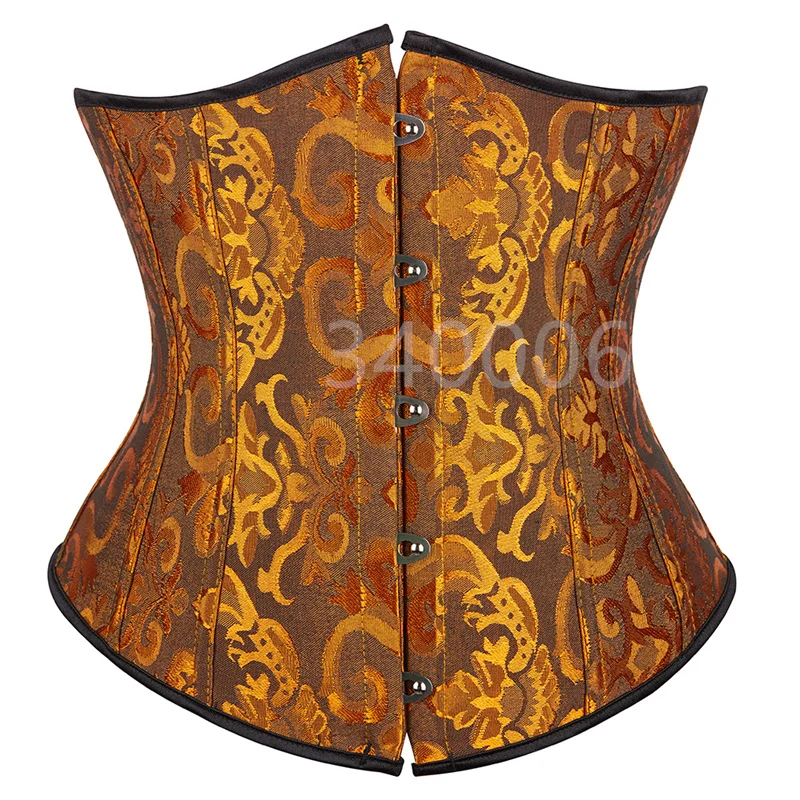 Caudutas Korsett Unterbrust Bustiers Frauen Floral Gothic Korsett Sexy Dessous Top Jacquard Korsett Cupless Kostüm Plus Größe Rot
