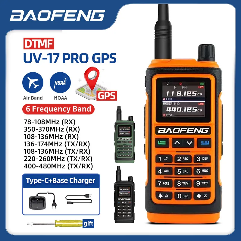 Baofeng Walkie-Talkie UV-17M/PRO MAX, 10W, Sechsband-Funkgerät mit Frequenzduplizierung, 999 Kanäle, USB-Transceiver, Amateurfunk, GPS, 50 Kilometer Reichweite Image