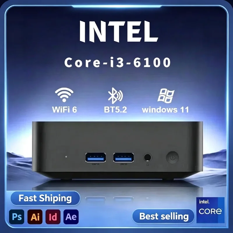 2026 Portable Mini PC Windows 11 Pro,Intel Core i3 6100 Optional,16GB RAM 2TB M.2SSD,WiFi 6 BT5.2 Gaming Office Desktop Computer