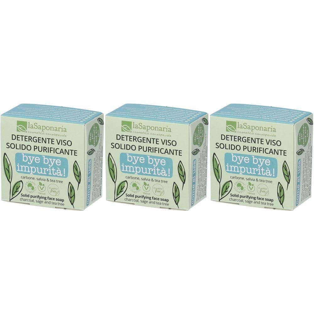 La Saponaria Bye Impurità! - Detergente Viso Purificante Solido 3x70 g