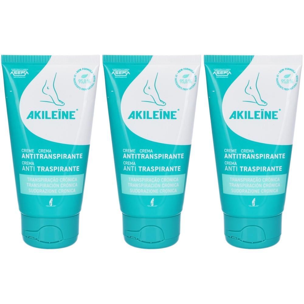 Akileine Crema Antitraspirante Piedi 3x75 ml