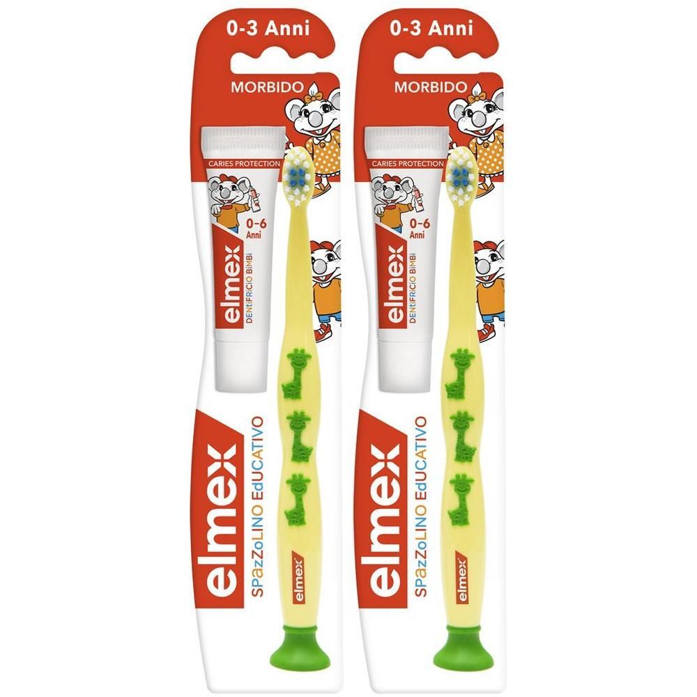 Elmex® Spazzolino educativo Bambini dai 0 ai 3 anni - Morbido 2x1 pz d
