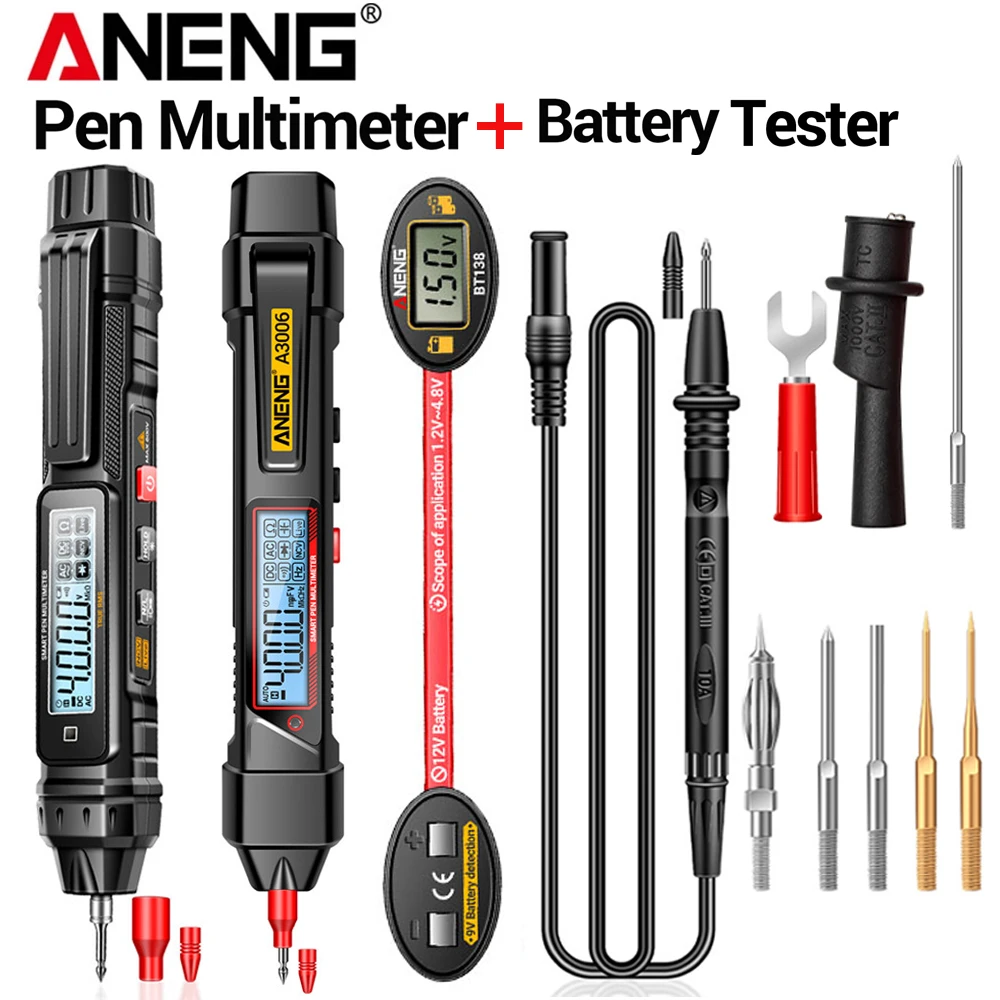 ANENG A3005/A3006 Stiftförmiges Digitalmultimeter + BT138 Batterietester AC/DC-Messung Batterie-Innenwiderstandsmessgerät-Kit Image