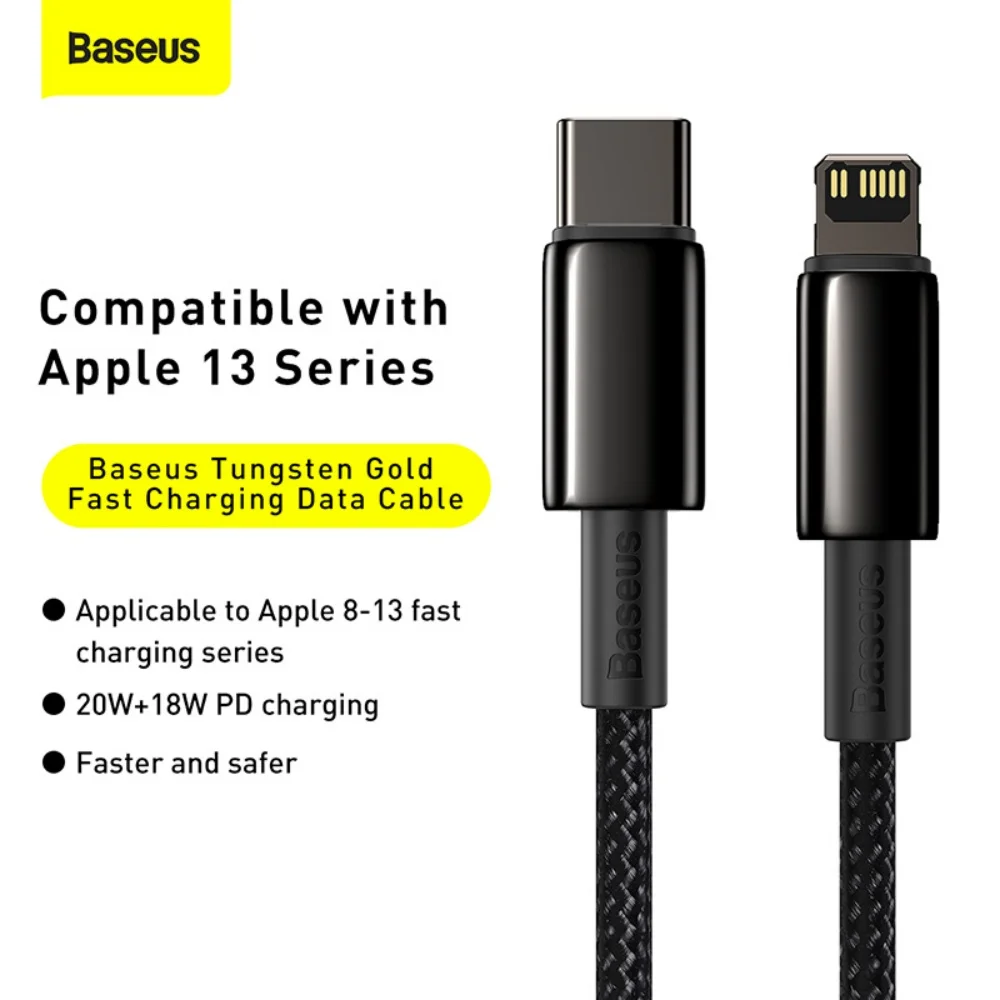 Baseus Schnellladekabel PD 20 W Datenkabel Typ C auf iP für iPhone 14 13 12 Pro Max für MacBook iPad Mini Air 1 m/2 m Drahtkabel Image