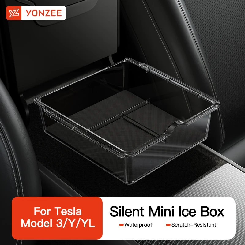 YZ 2 Stück Konsolen-Armlehnen-Aufbewahrungsbox für Tesla Model 3 Highland Y Juniper Wasserdichte Silikonmatten Auto-Organizer Zubehör 2026 Image