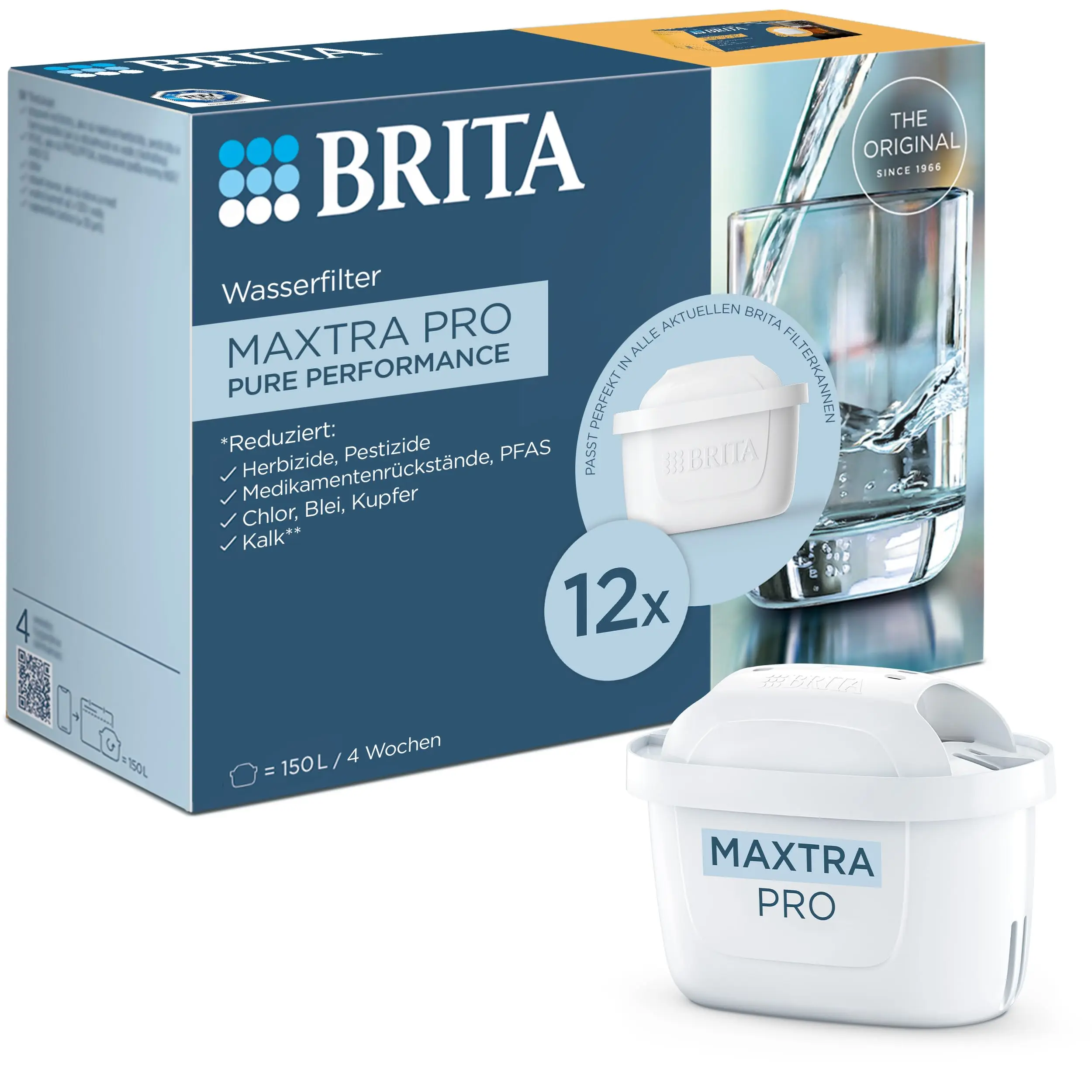 BRITA MAXTRA pro Pure Performance All-in-1 Wasserfilterkartusche 12er-Pack Jahrespackung Image