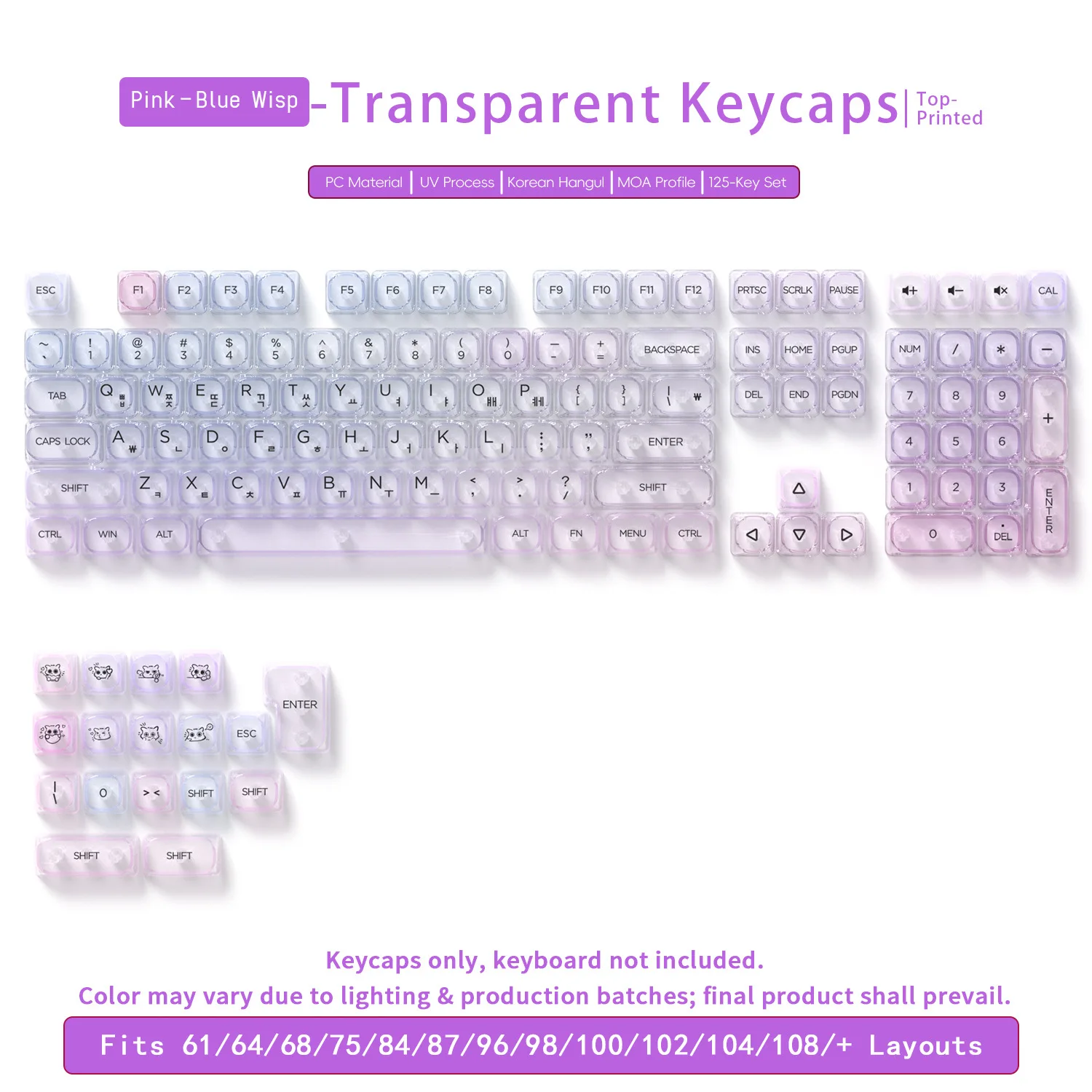Bunte Transparente MOA-Tastenkappen Unbedruckt für Mechanische Tastaturen PC-Tastenkappen für DIY Benutzerdefinierte Mechanische Tastaturen Koreanische Tastenkappe Image