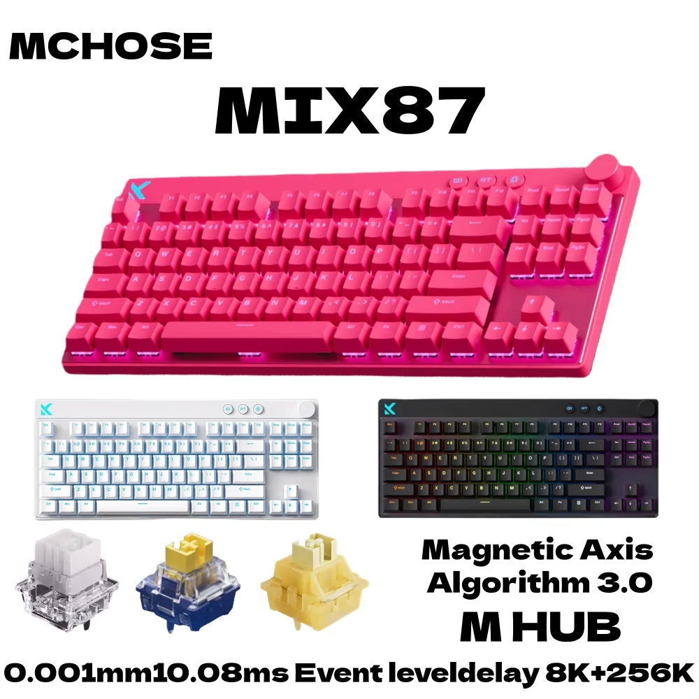 MCHOSE MIX87 Kabelgebundene Gaming-Tastatur, Magnetschalter-Tastatur, 8K + 256K, Esport, 0,08 ms, niedrige Latenz, E-Sport, individuelles Gamer-Zubehör Image