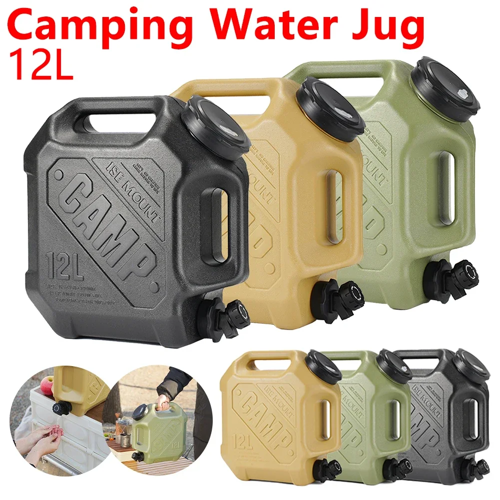 12L Outdoor-Trinkwassereimer mit Zapfhahn, Wasserbehälter, großes Fassungsvermögen, Wasserspeichertank für Fahrzeug, Auto, Camping, Wandern Image