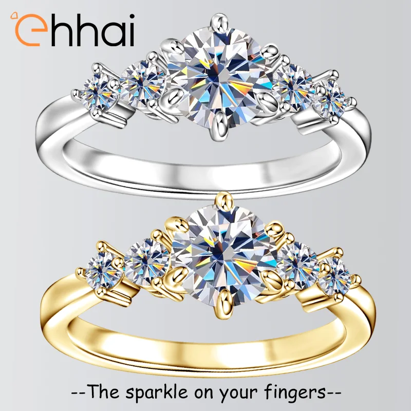 Ehhai Zertifizierter D-Farbiger VVS1 Labor-Diamant Imitations-Moissanit-Ring für Damen Verlobungsringe Hochzeit Edle Schmuckgeschenke Image