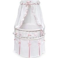 Badger Basket Elegance Round Bassinet - White with Pink