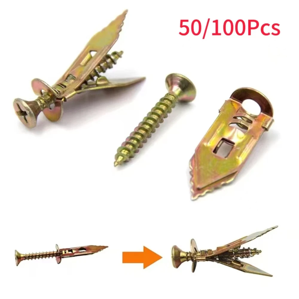 50/100 Stück Hochleistungs-Holzschrauben-Set, Schrauben-Hohlraumdübel, DIY-Wandbefestigung, Expansionsschrauben, Befestigungswerkzeuge Image