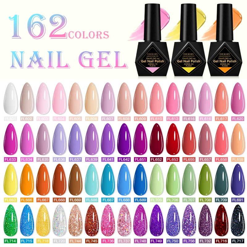 FOUR LILY 10 ml 162-Farben-Gel-Nagellack, bunt, semi-permanent, Soak-Off-Gel-Nagellack, Maniküre für alle Jahreszeiten Image