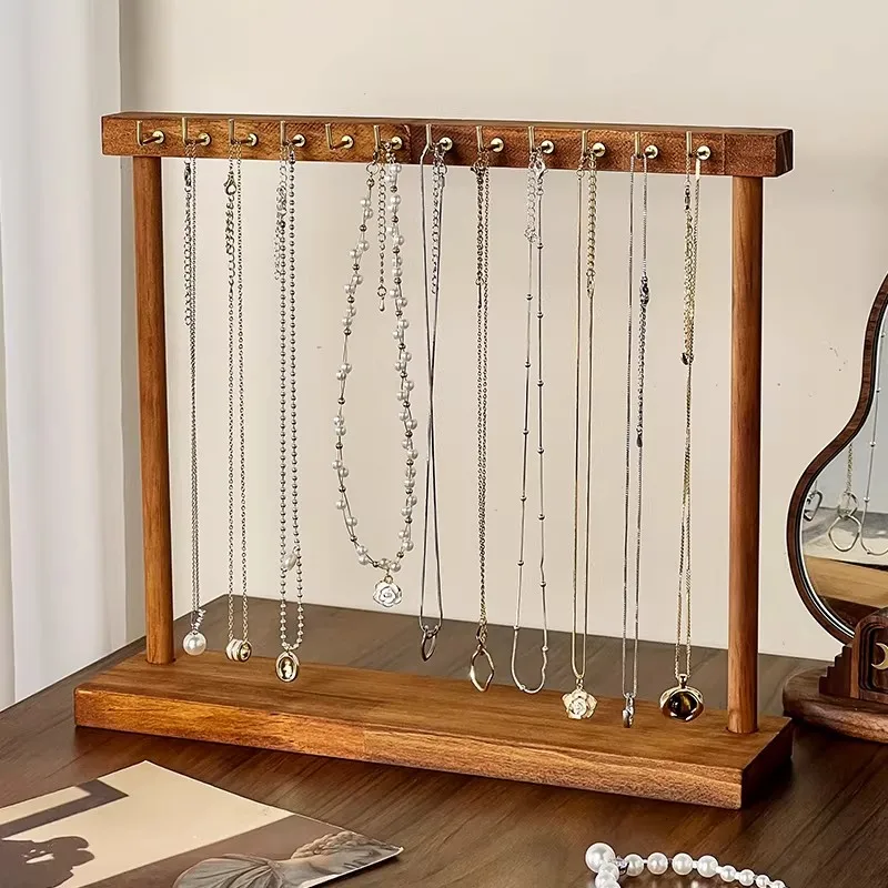 Halsketten-Präsentationsständer, Aufbewahrungsregal, Schmuckanhänger- und Armband-Display, Holzständer für Schmuckanhänger und Armbänder Image