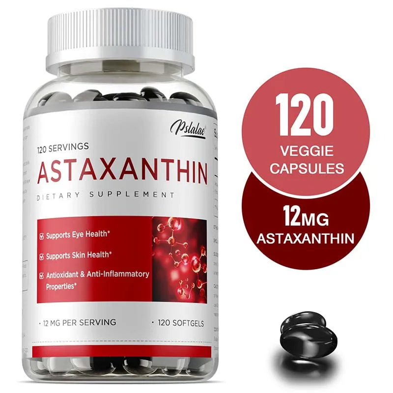Astaxanthin Capsules 12mg - Natural Astaxanthin, Anti-oxidant & Anti-aging, Supports Skin and Eye Health, and Enhances Immunity
