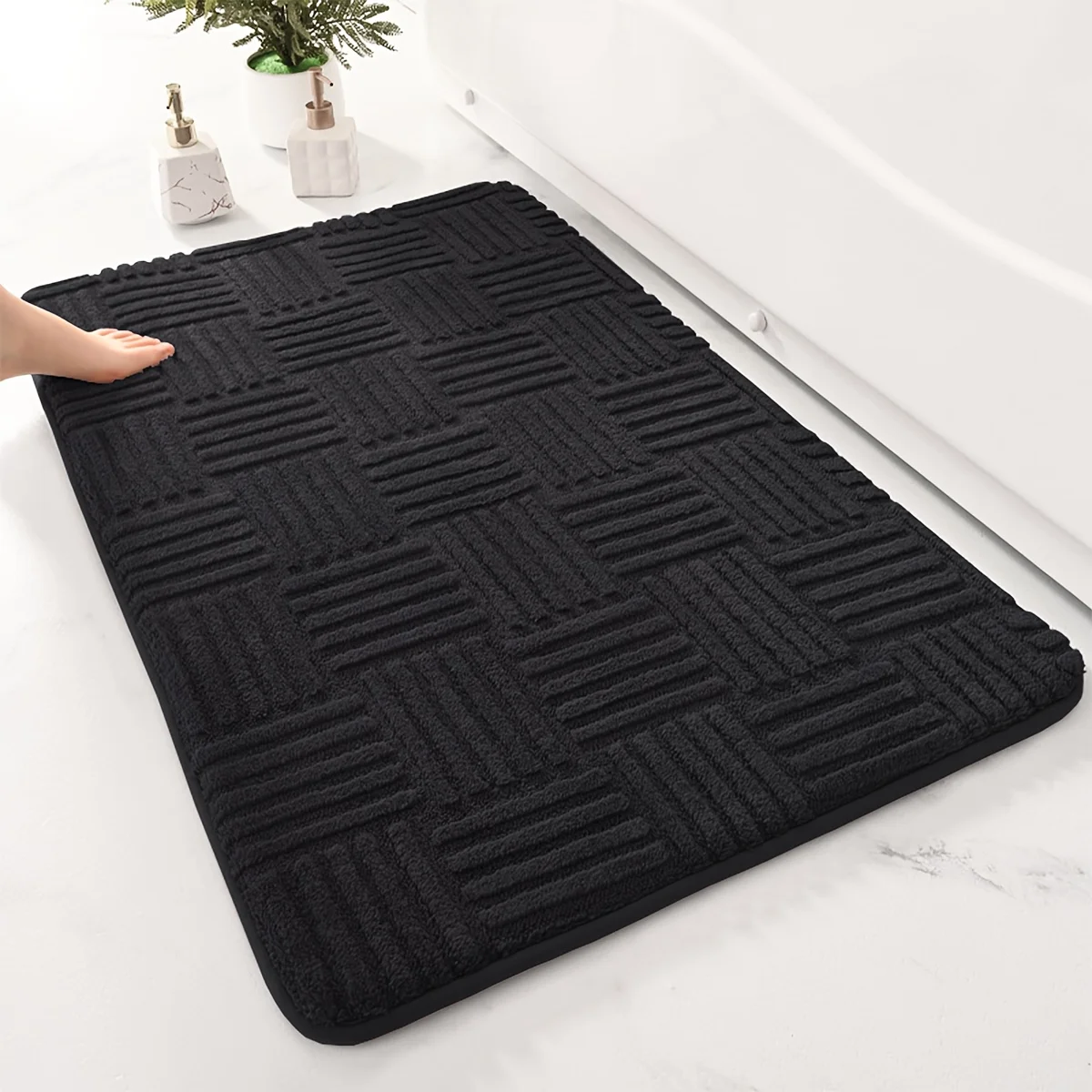 Tapis de sol de salle de bain épais et absorbant, tapis de bain antidérapant à séchage rapide, tapis de douche doux et moelleux pour salle de bain, baignoire, cuisine, entrée