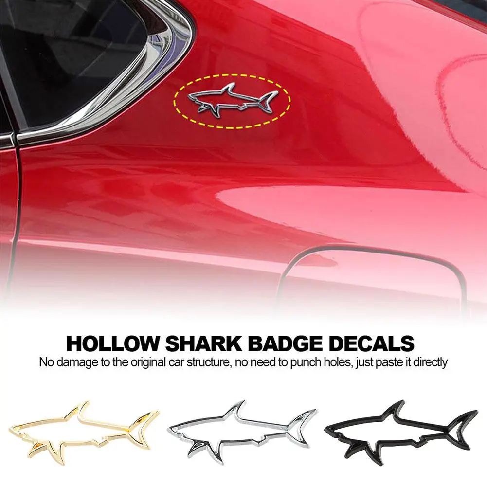 3D Metall Auto-Styling Aufkleber Hohlfisch Hai Emblem Abzeichen Aufkleber für Automobile Motorräder Computer Tankdeckel Zubehör Image