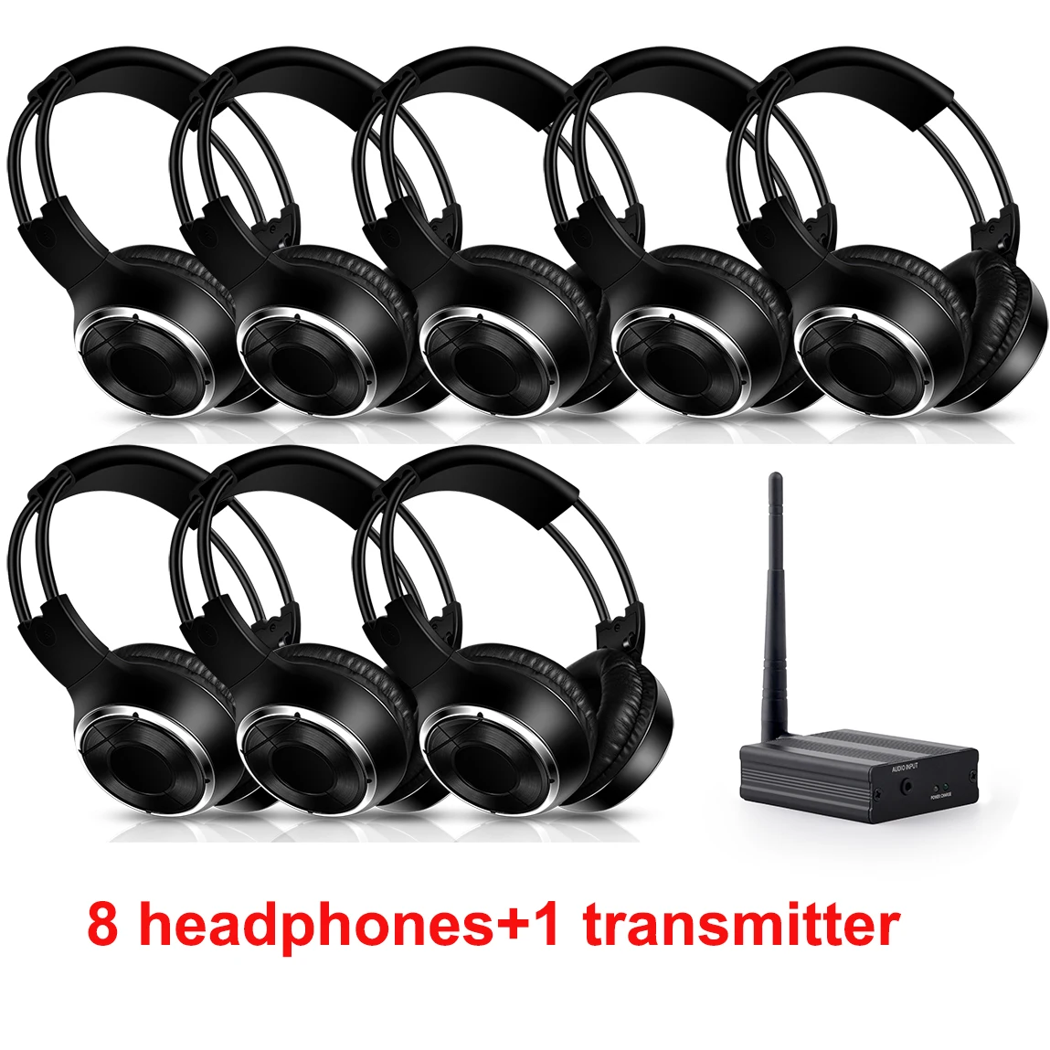 Werbe RF Silent Disco Falten Wireless Kopfhörer Paket -- 8 Pcs mit 1 Sender in 500m Image