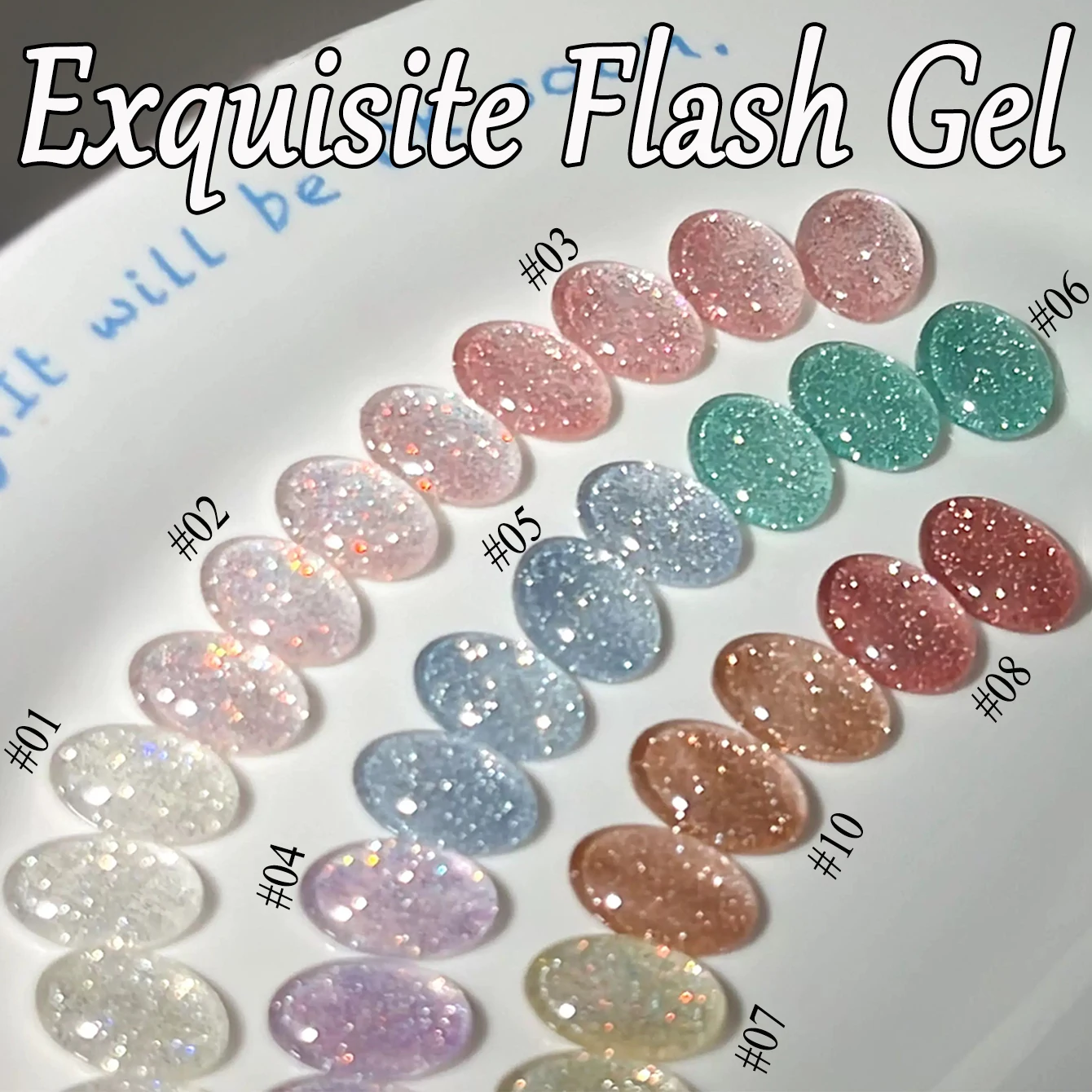 1-12 Stück WS Sommer-Nägel Rosa Grün Blau Diamant-Gel-Nagellack Hochdichter Farbiger Reflektierender Gel-Nagellack für Nagelstudios Image