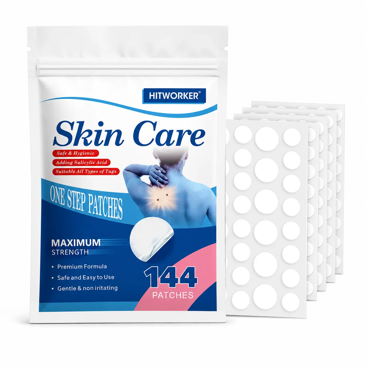 144 Stück Hydrokolloid-Akne-Pflaster pro Box, alkoholfrei, sanft, nicht reizend, Abdeckpflaster für Pickel Image