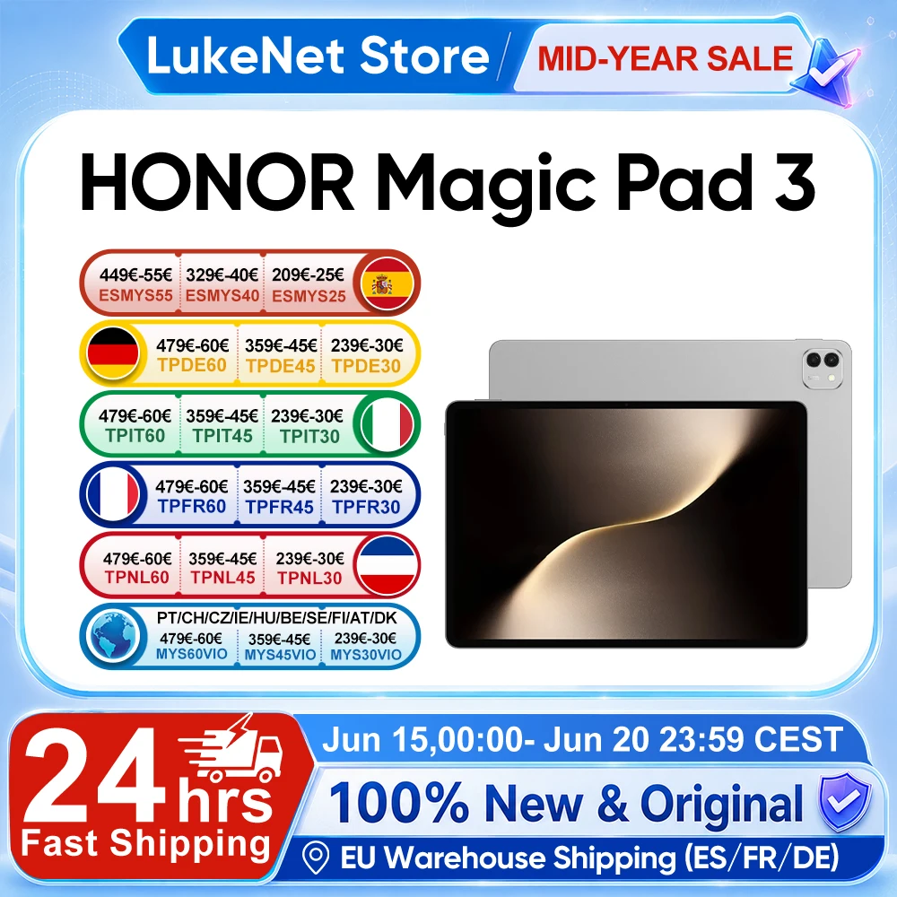 HONOR Magic Pad 3 Tablet EU-Version Snapdragon 8s Gen 3 13,3'' 3K LCD 165Hz Display Pad Snapdragon 8s Gen 3 12450mAh Akku Android 15 Image