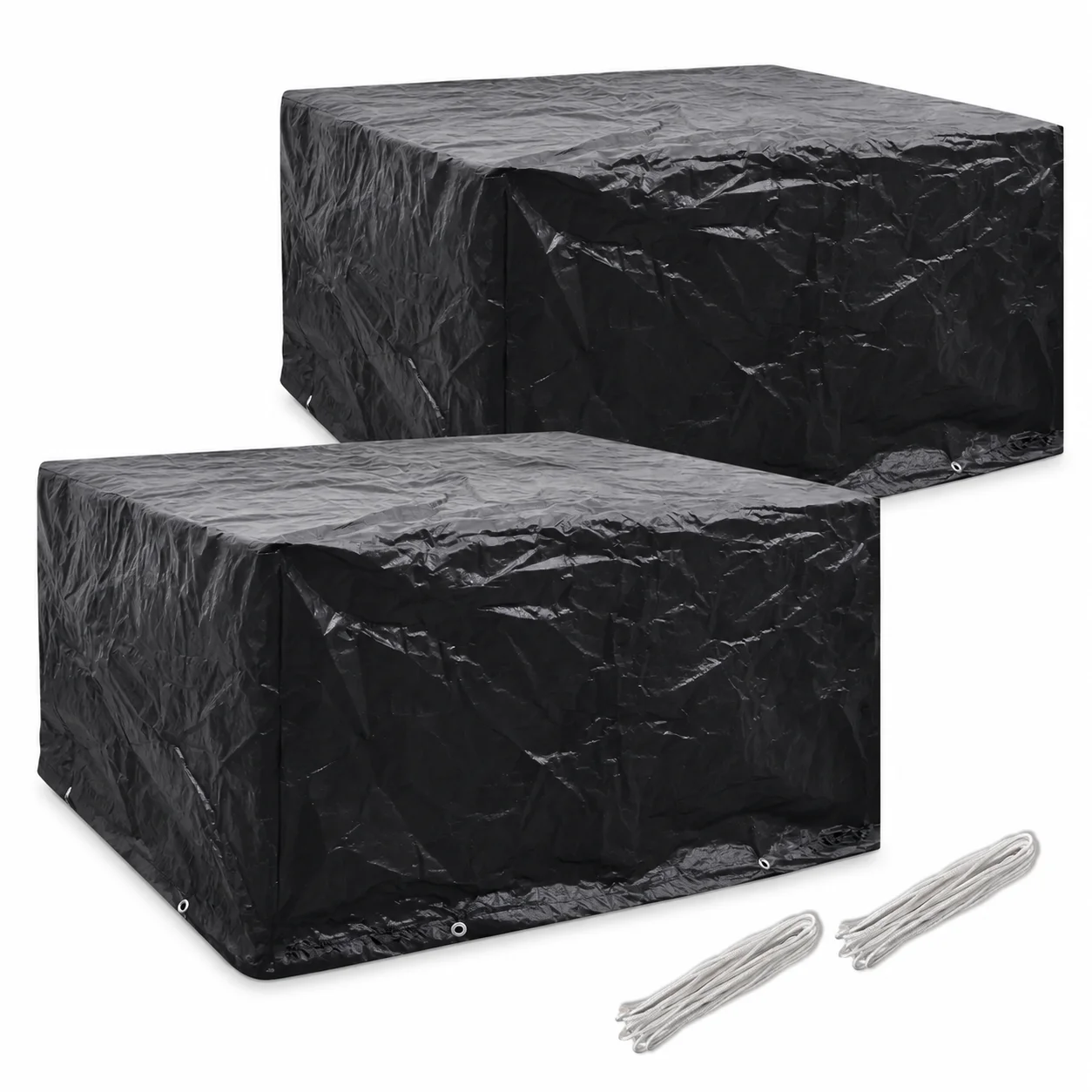 Gartenmöbel-Abdeckungen 2er-Pack, für 6-Sitzer Polyrattan, 8 Ösen, Wetterfest und Langlebig, zum Schutz von Terrassen-Rattansets