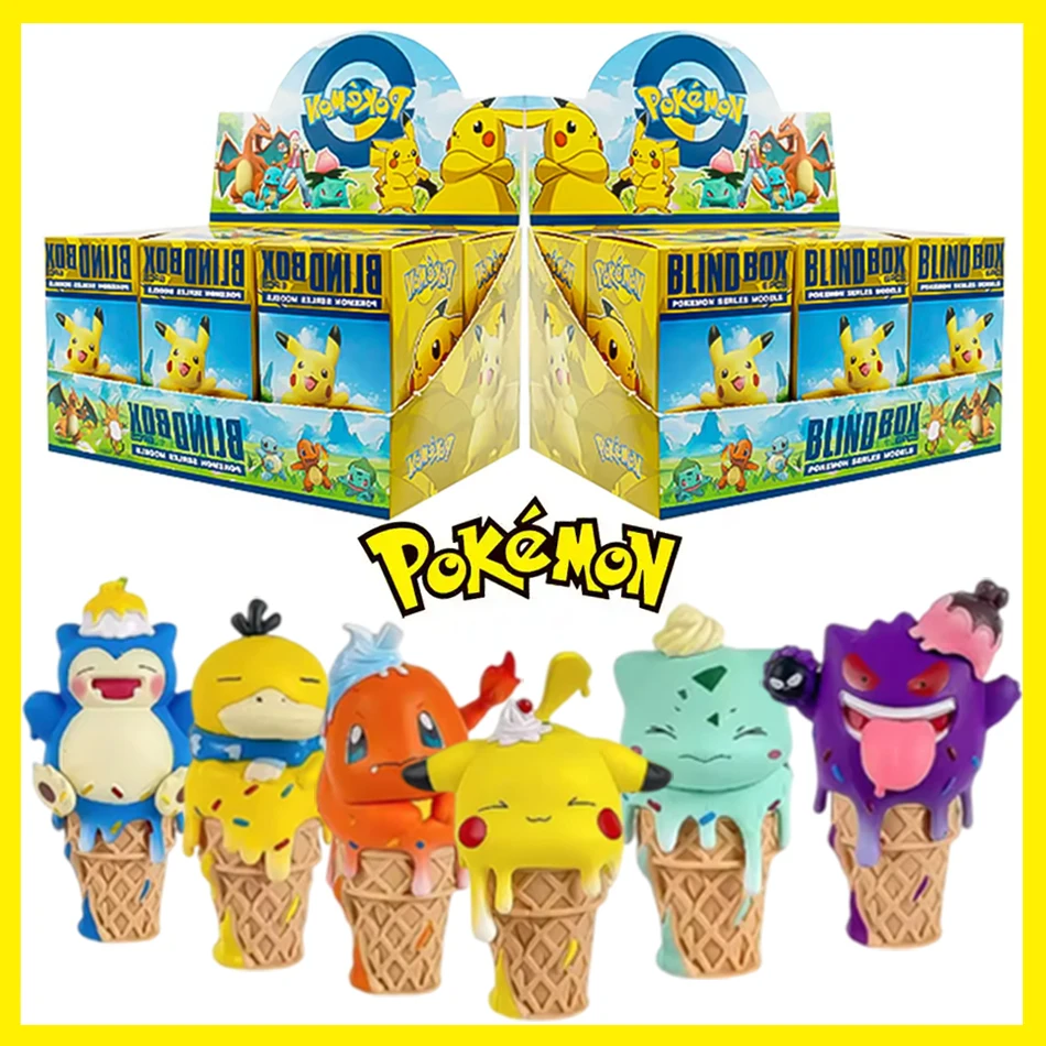 6 Stück Anime Pokemon Figuren Blindbox Pikachu Eiscreme-Modell Action Gengar PVC-Modell Spielzeug Cartoon Sammler-Puppe Geburtstagsgeschenke Image