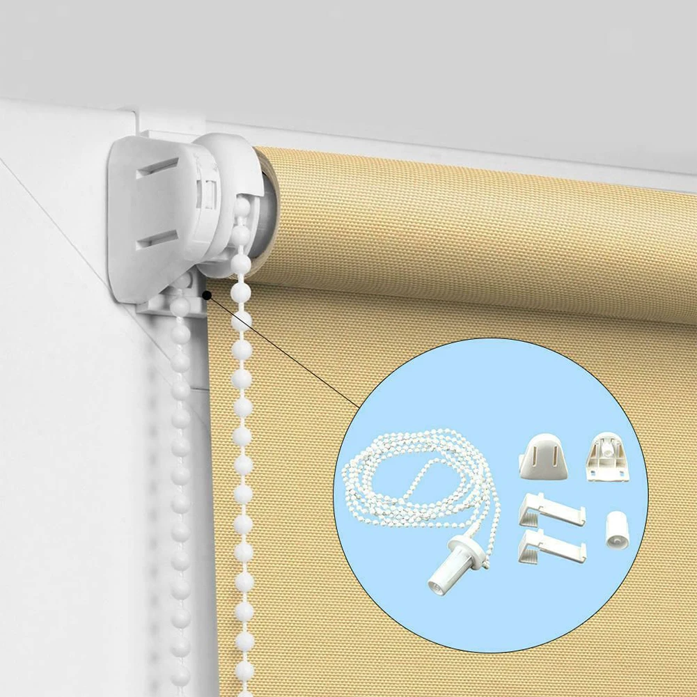 17 mm Rollo-Beschläge-Set, Rollo-Kupplungsklammern, 1 m, Perlenkettenbefestigungen, Ersatzteile, weiße Vorhänge, Zubehör Image