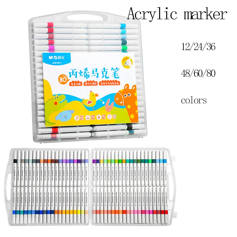 M&G Acryl-Marker – nicht gebrannte, schichtbare Aquarellstifte, Künstlerbedarf für Studenten und Künstler, 12/24/36/48/60/80 Col Image