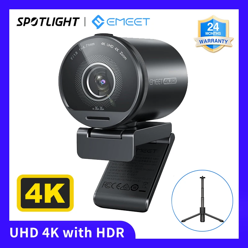Webcam 4K UHD Autofocus caméra HDR en Streaming en direct avec capteur Sony Webcam EMEET S800 avec double microphones antibruit