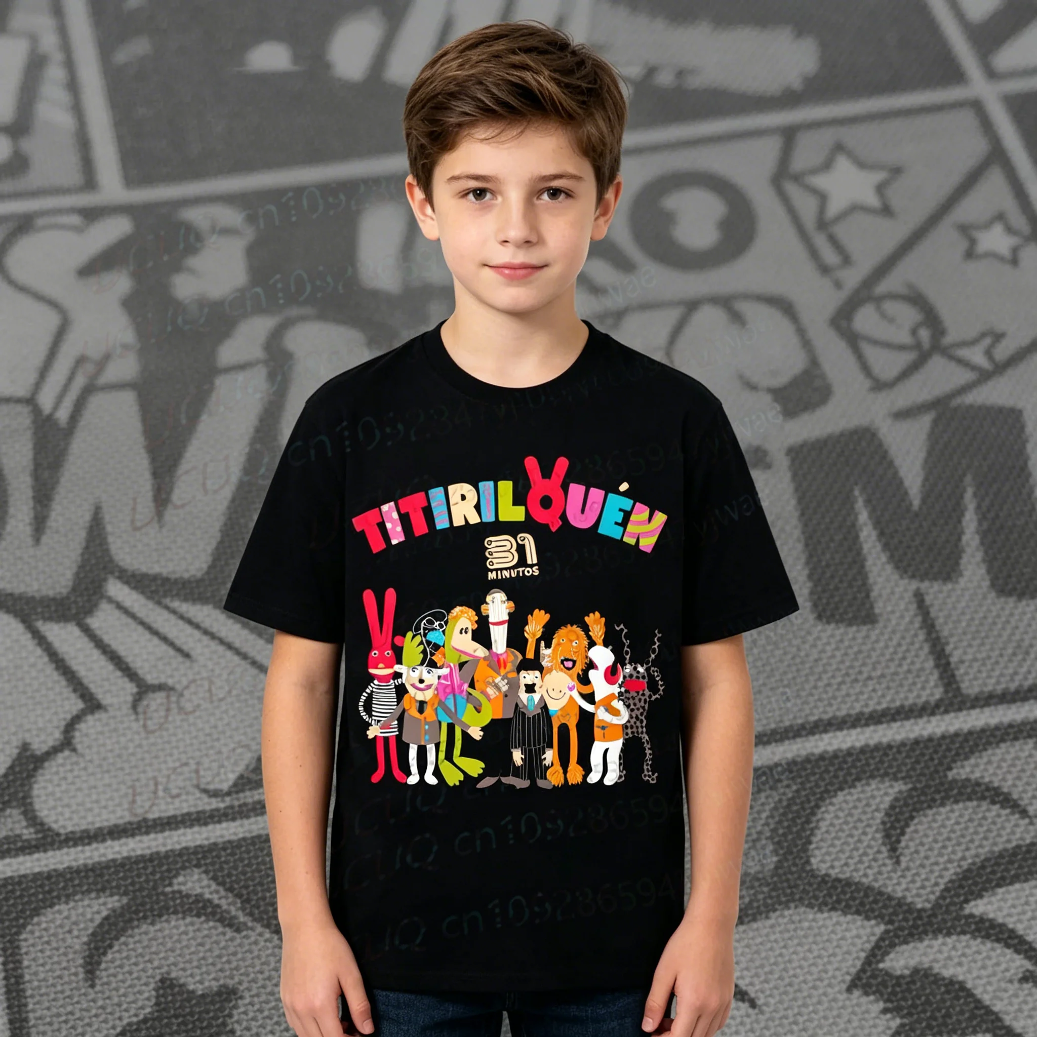 Sommer-Kinder-Nachrichtenprogramm „31 Minutos“ T-Shirt mit Cartoon-Print, kreativ, modisch, vielseitig, Rundhalsausschnitt, für Erwachsene Image