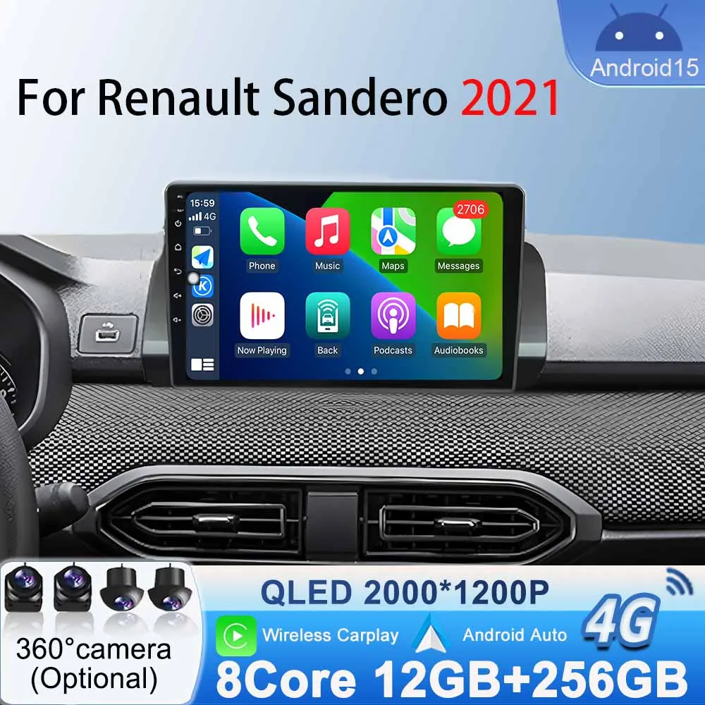 Für Renault Sandero 2021 Auto Radio Multimedia Video Intelligente System Player GPS Navigation WIFI Android Auto Carplay Bluetooth Image