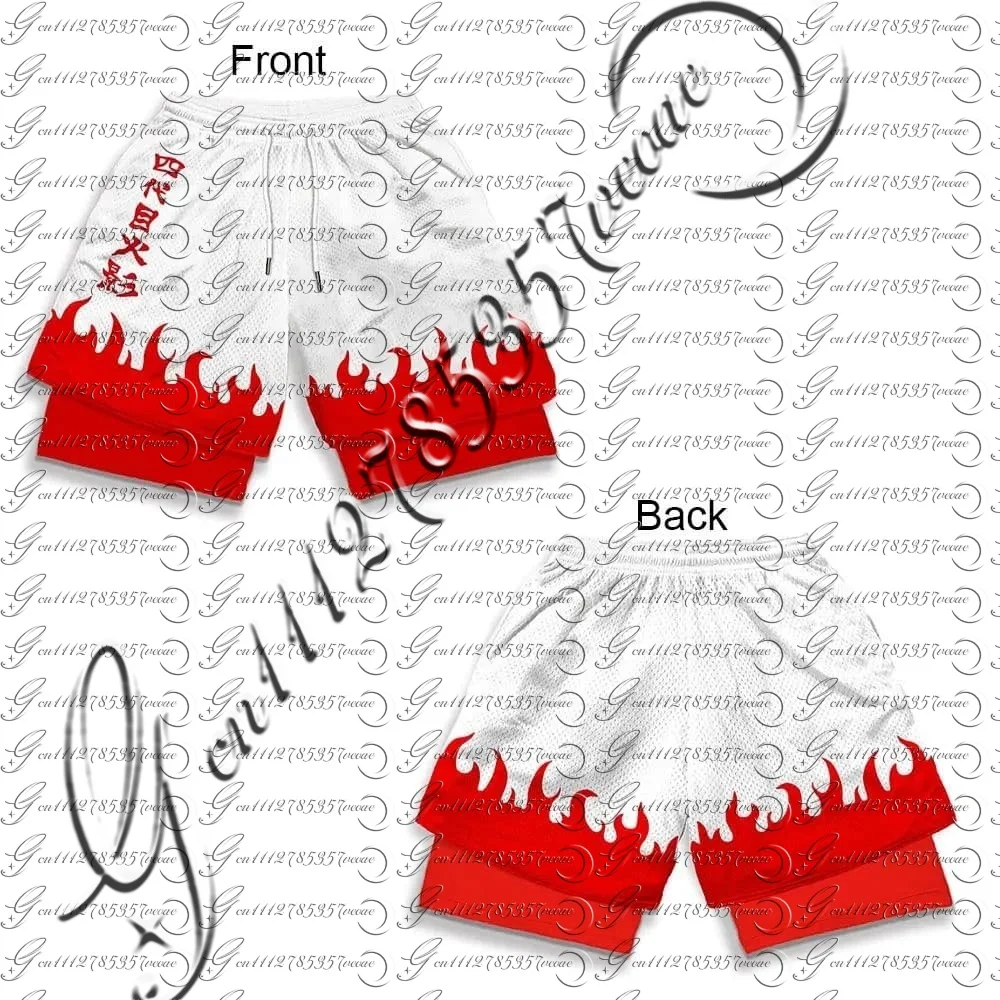 3D-Druck-Anime-Shorts für Herren, zweilagige 2-in-1-Sportshorts, Fitness-Basketballshorts, doppellagiges Design, schnell trocknend und atmungsaktiv Image