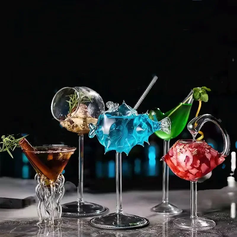 Cocktailglas Porcupine Fischform Kelch Glas Dorn Fischförmige Tasse Bar Ktv Nachtclub Hochzeit Party Geburtstagsgeschenk Image