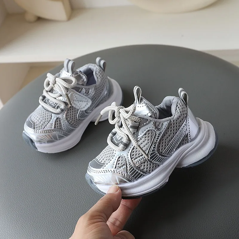 Kinder Freizeit-Sportschuhe Frühling Herbst Jungen Mädchen Dad Sneakers Weichsohlige Atmungsaktive Mesh-Schuhe Kinder Casual Dicksohlige Sneakers