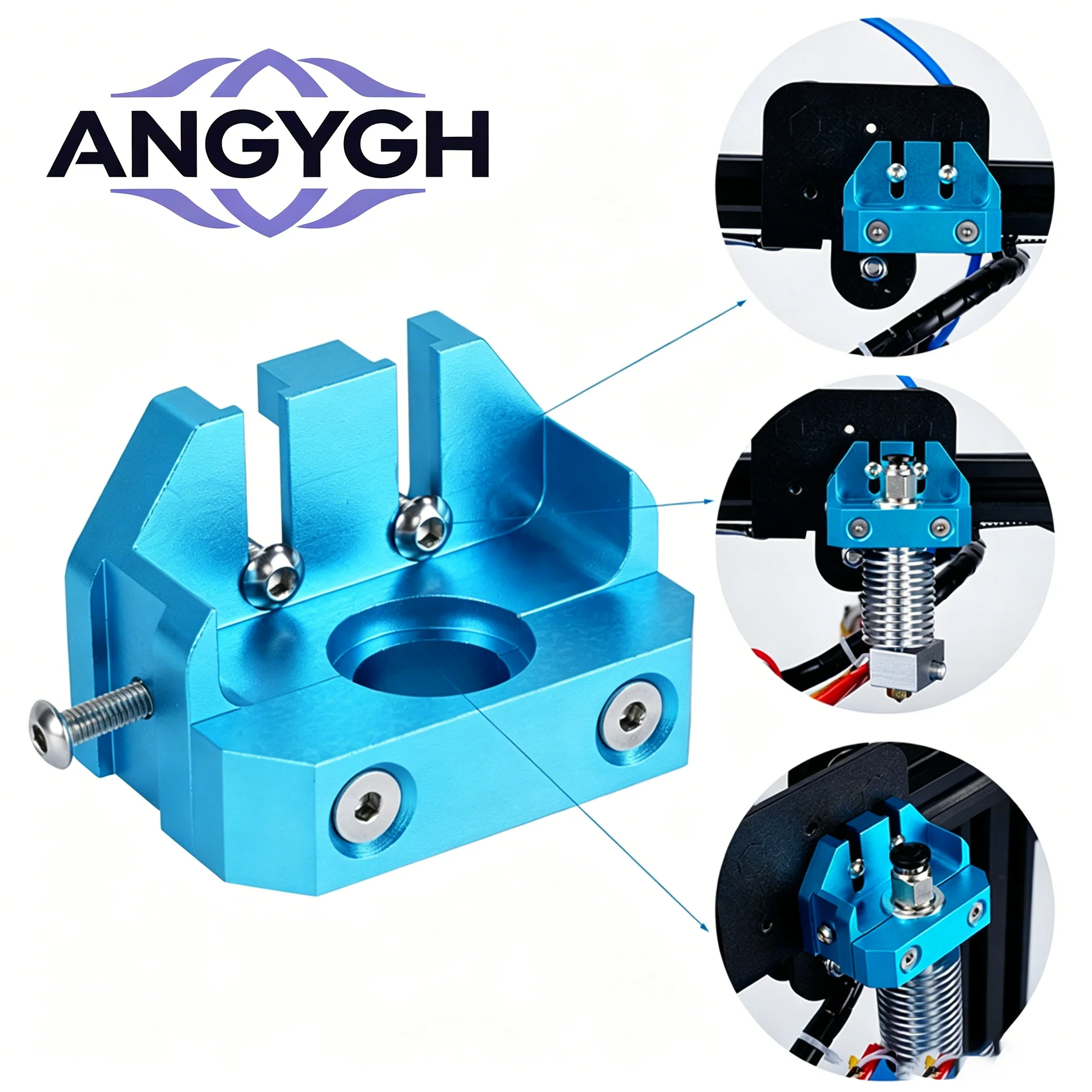 1 Stück 3D-Drucker Hotend-Metallklemme, Vollmetallklemme, Installationsadapter, kompatibel mit Ender 3 V5/V6 3D-Druckerteilen, inklusive Image