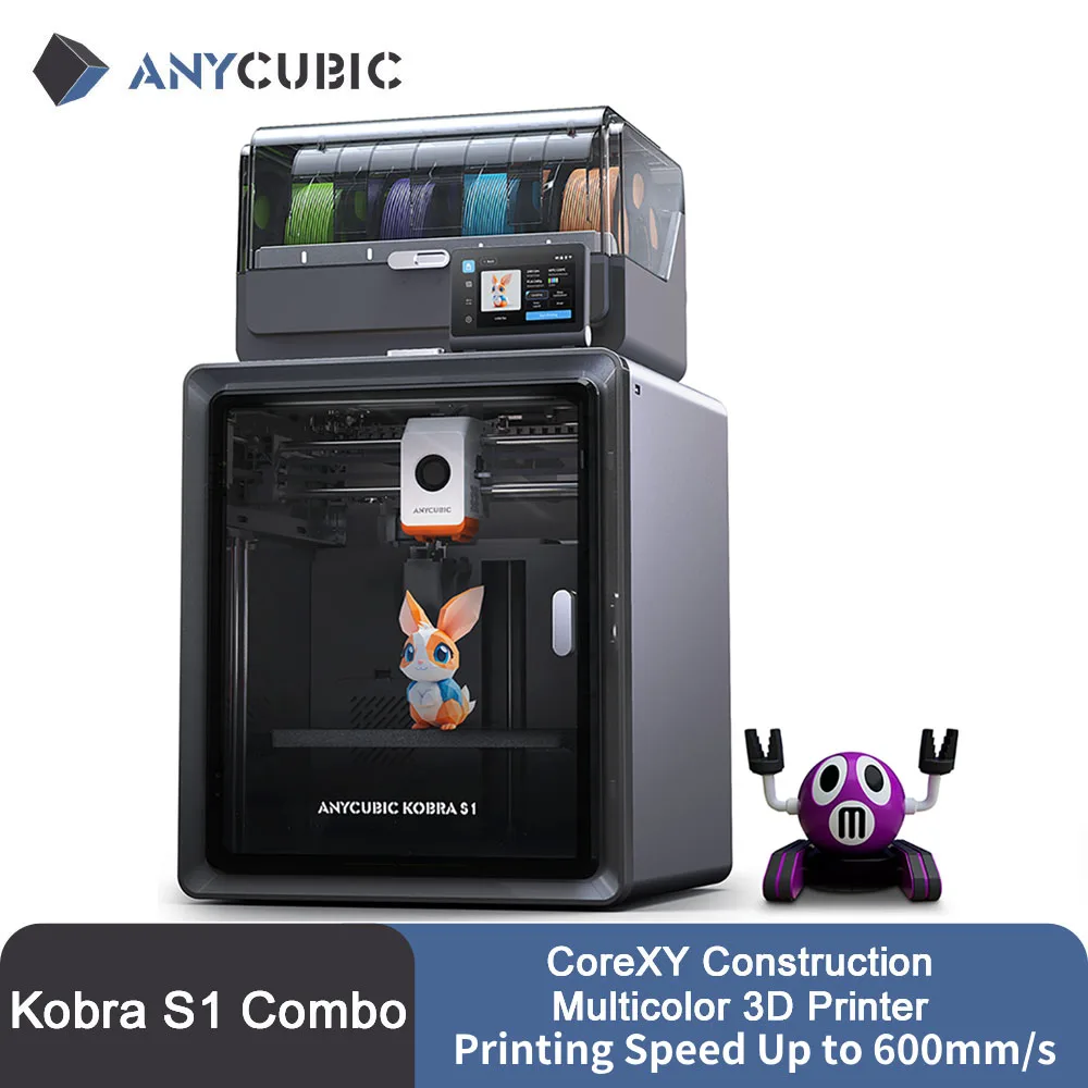Anycubic Kobra S1 ACE 2 PRO Combo Mehrfarbiger 3D-Drucker mit Core XY Stabiler Struktur, Max. Geschwindigkeit 600mm/s und Smart-App Image