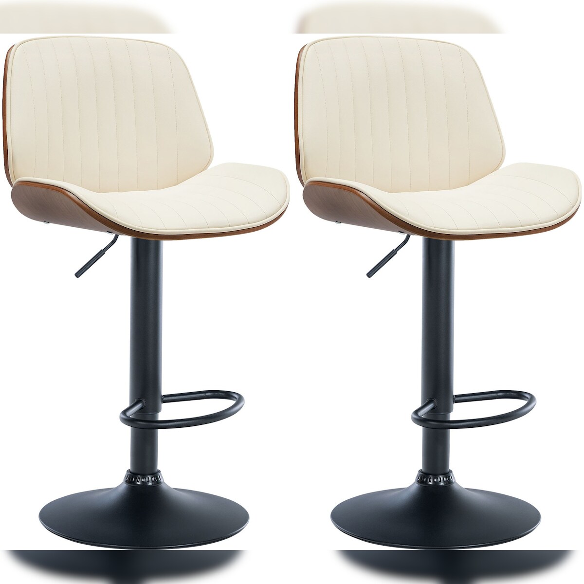 CLP 2er Set Barhocker Nova Kunstleder walnuss/creme Image