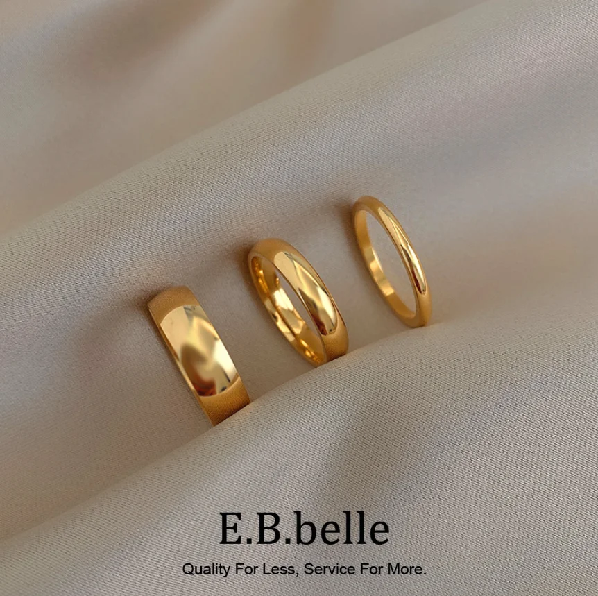E.B.belle Anlauffrei 2mm 4mm 6mm Edelstahl 18K vergoldet Silber Farbe Knuckle Ring für Lady Minimalistische Ringe für Frauen Image