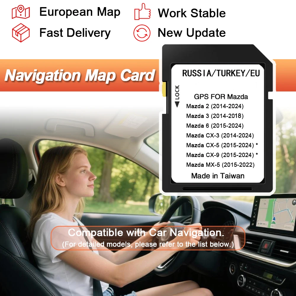 GPS-SD-Karte für Mazda 2 3 6 CX3 CX5 CX9 MX5 EU-Navigationskarten Auto Sat Navi Update Daten Neueste 2024-Version für Mazda-Modelle Image