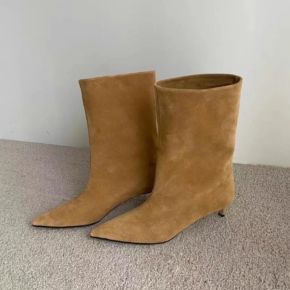 2026 Herbst und Winter kurze Stiefel Damenschuhe Damen Designer Vintage High Heels moderne kurze Stiefel Damenschuhe