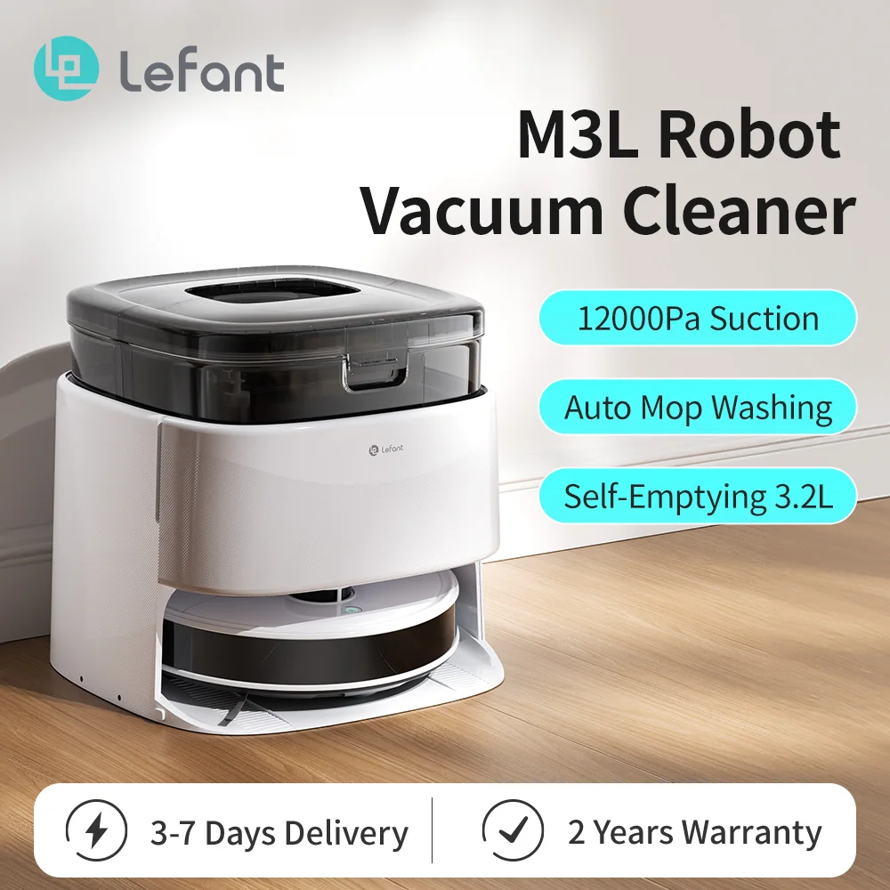 Lefant M3L Roboterstaubsauger mit Wischfunktion 12.000 Pa, Anti-Verwicklungs-Seitenbürste, LiDAR-Navigation, Hinderniserkennung PSD, 220 Min., 5G/2.4G Image
